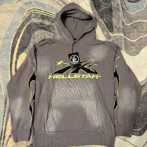 Hellstar Gray and Green Gel Logo Gray Hoodie Men’s Size Large